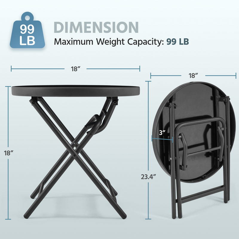 Yaheetech Silk Glass Outdoor Folding Side Table