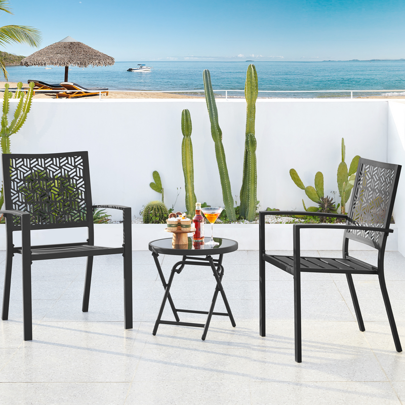 Yaheetech Silk Glass Outdoor Folding Side Table