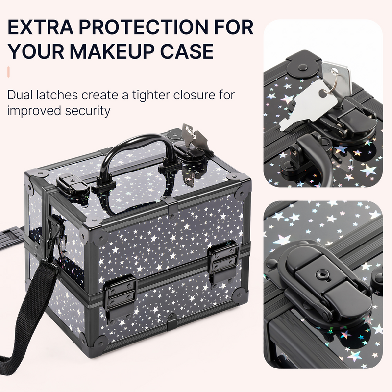 Yaheetech Portable Cosmetic Storage with Mirror Makeup Train Case