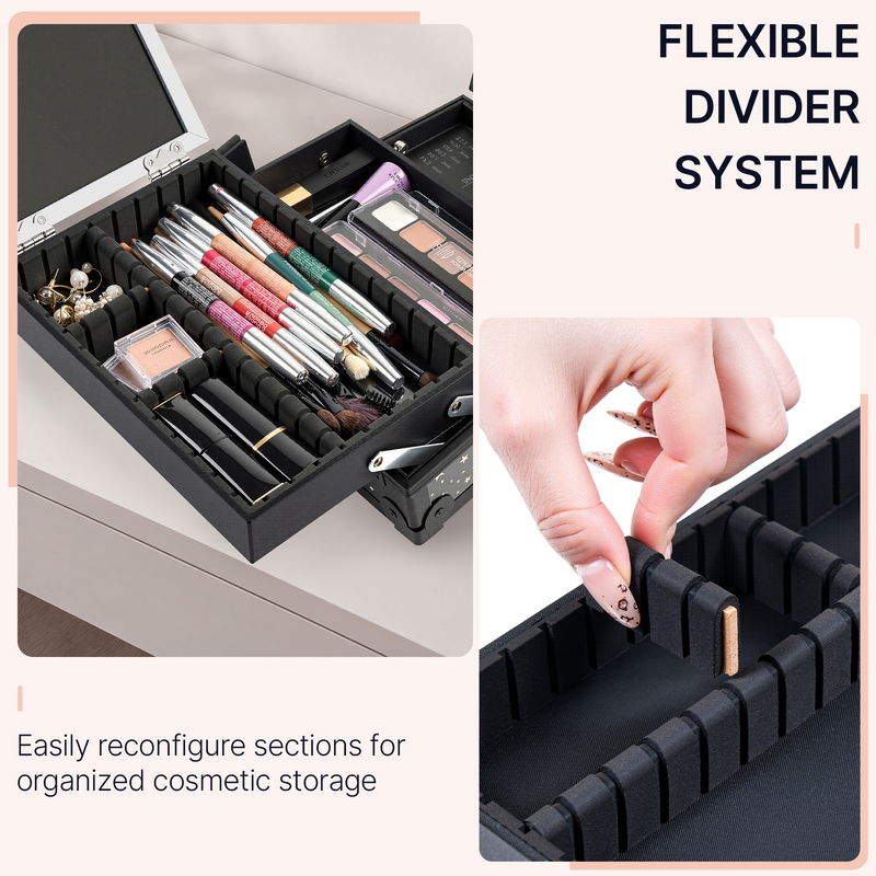 Yaheetech Portable Cosmetic Storage with Mirror Makeup Train Case