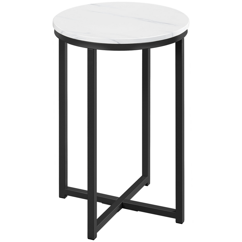 Yaheetech X-Based Faux Marble Round Side Table