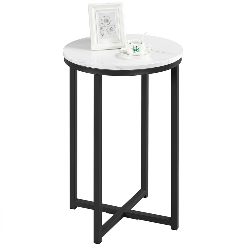 Yaheetech X-Based Faux Marble Round Side Table