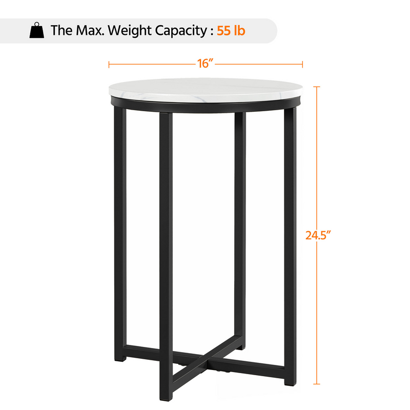 Yaheetech X-Based Faux Marble Round Side Table