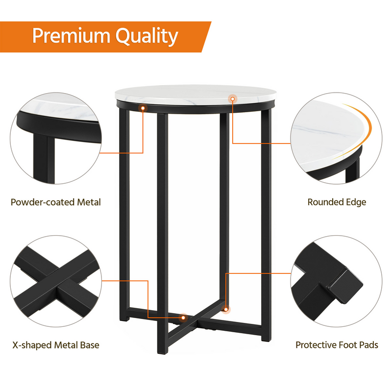 Yaheetech X-Based Faux Marble Round Side Table