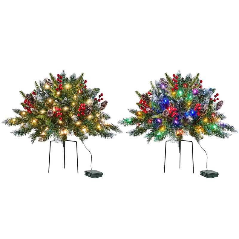 Yaheetech 2PCS Pre-Lit Frosted Pathway Christmas Trees