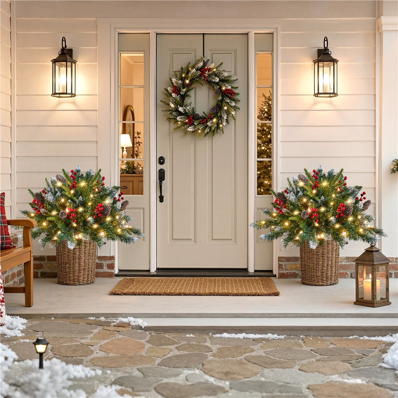 Yaheetech 2PCS Pre-Lit Frosted Pathway Christmas Trees