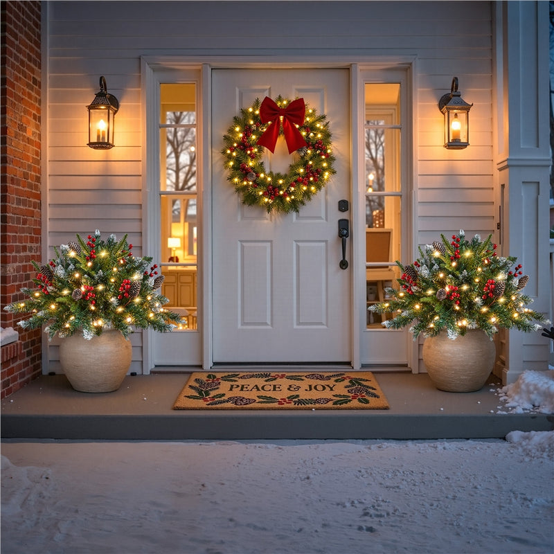 Yaheetech 2PCS Pre-Lit Frosted Pathway Christmas Trees