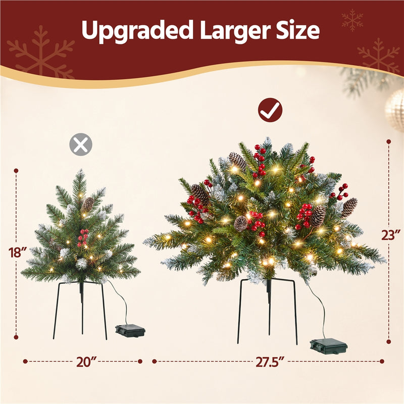 Yaheetech 2PCS Pre-Lit Frosted Pathway Christmas Trees