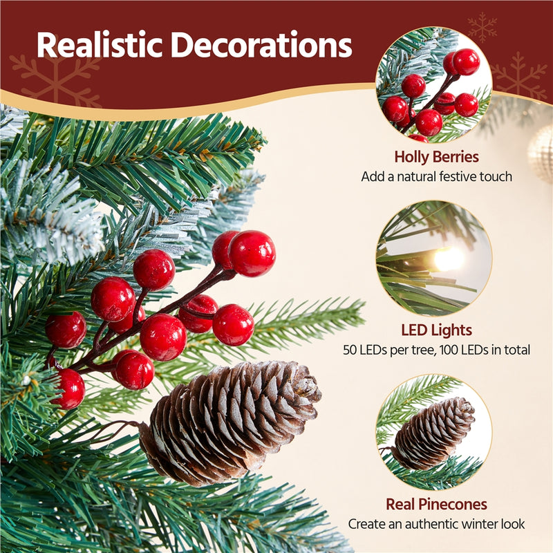 Yaheetech 2PCS Pre-Lit Frosted Pathway Christmas Trees