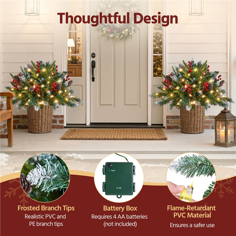 Yaheetech 2PCS Pre-Lit Frosted Pathway Christmas Trees