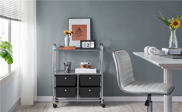 Yaheetech Rolling Storage Cart with 4 Drawers 2 Shelves