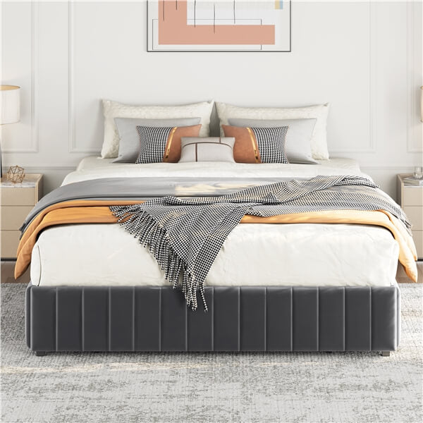 Yaheetech Upholstered Bed with Underbed 3 Storage Drawers