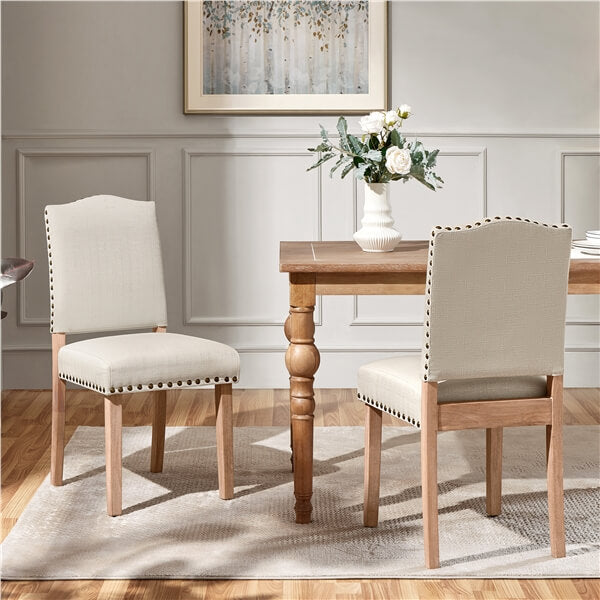 Yaheetech Dining Room Chair Fabric Parsons Chairs with Nailhead Trim