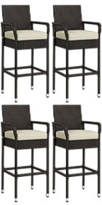 Yaheetech Set of 2 Outdoor PE Rattan Patio Bar Stools