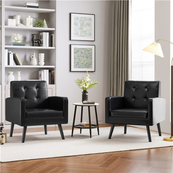 Yaheetech  Mid Century Modern Faux Leather Arm Chair