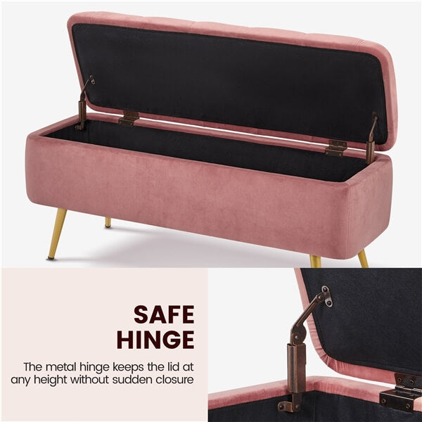 Yaheetech Ottoman with Storage Velvet Entryway Bench