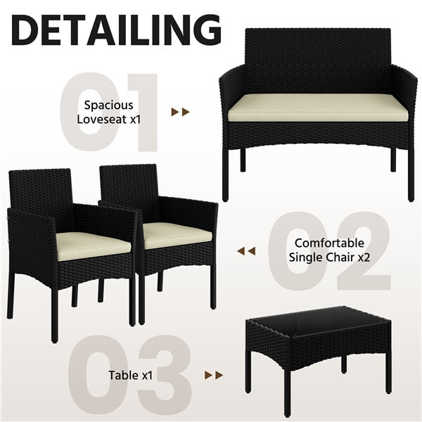 Yaheetech Patio Furniture Set 4 Pieces Conversation Sets