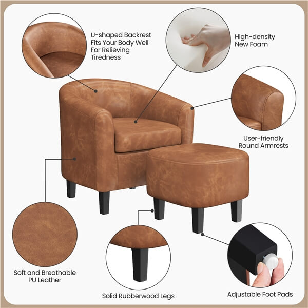 Yaheetech Accent Chair with Ottoman Foot Rest