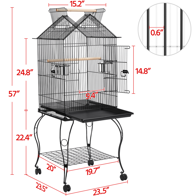 Yaheetech 57″ Open Top Metal Parrot/Bird Cage
