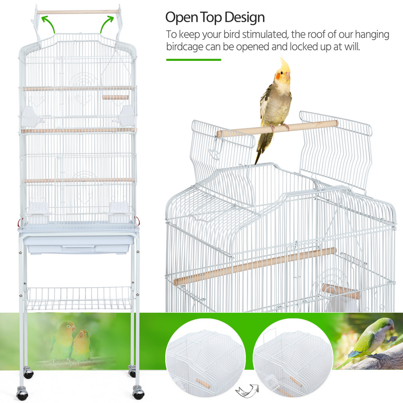 Yaheetech  64’’ H Open Top Metal Large Rolling Parrot Cage