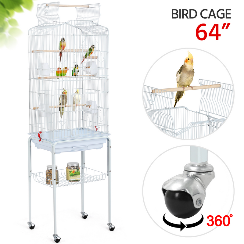 Yaheetech  64’’ H Open Top Metal Large Rolling Parrot Cage