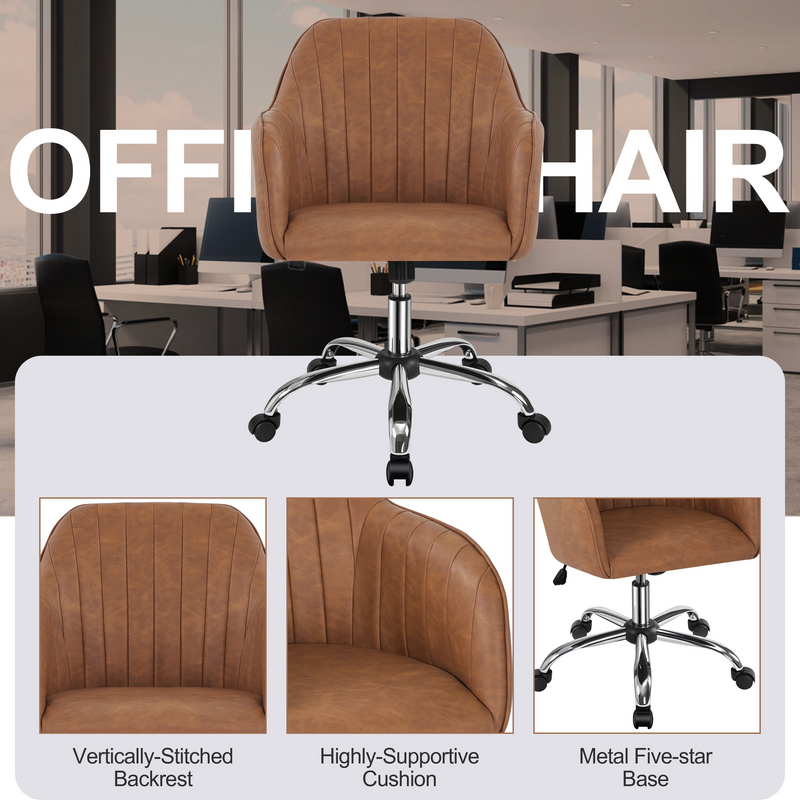 Yaheetech Modern Faux Leather Desk Chair