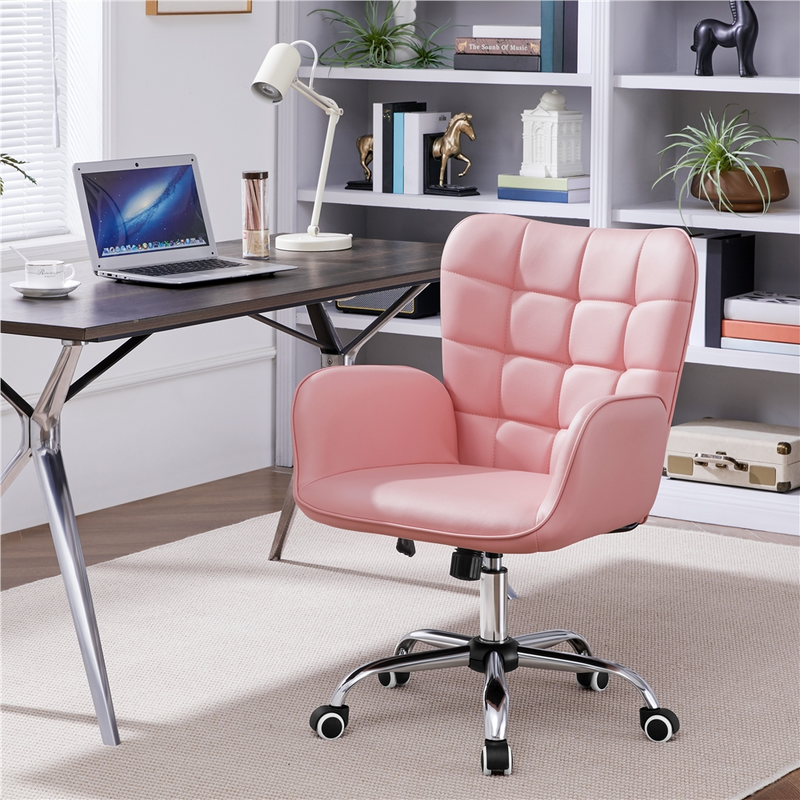 Yaheetech Modern Mid-back Office Faux Leather Desk Chair