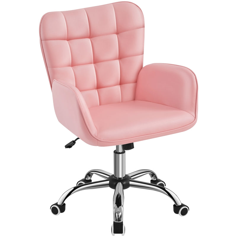 Yaheetech Faux Leather Office Chair Modern Vanity Chair