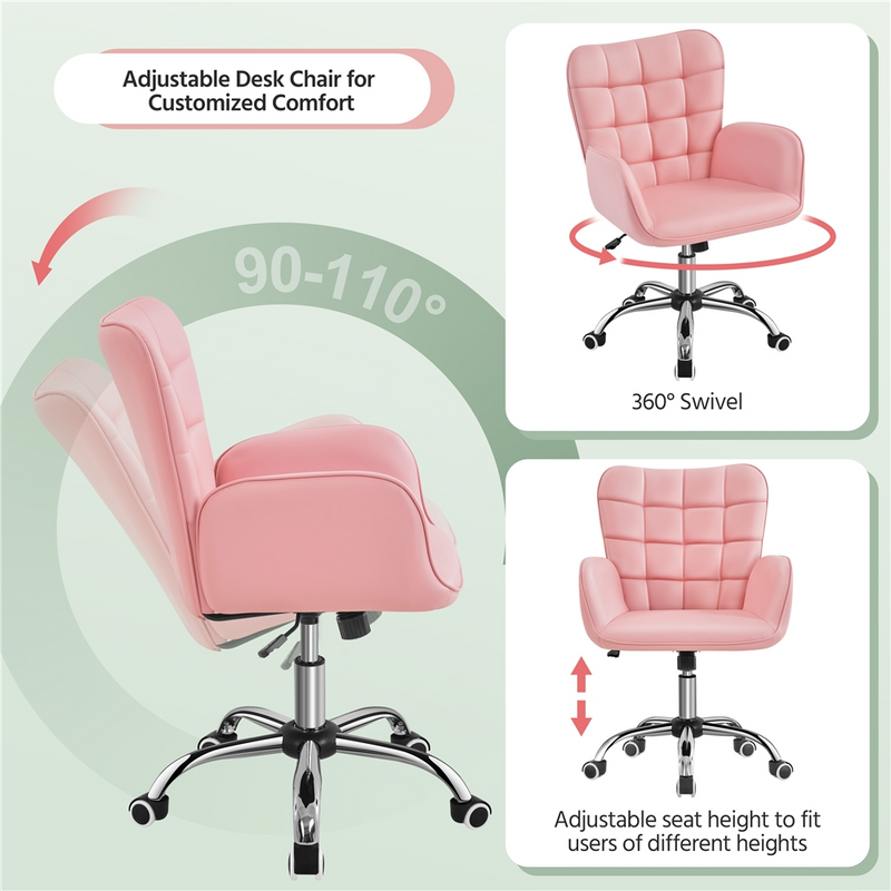 Yaheetech Modern Mid-back Office Faux Leather Desk Chair