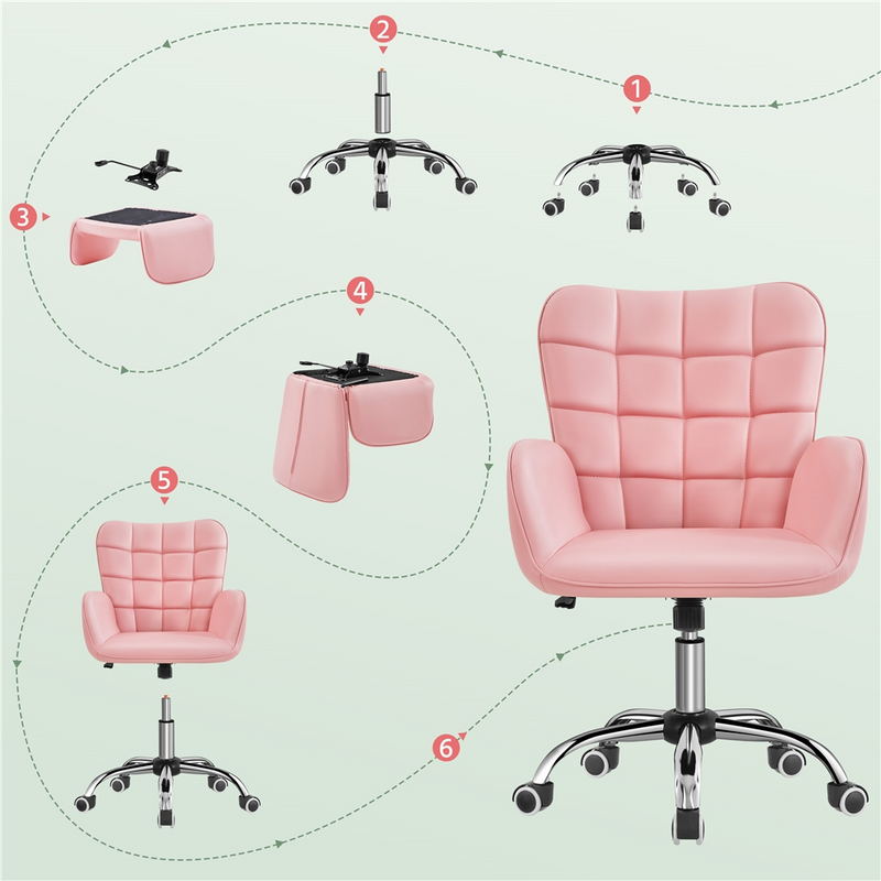 Yaheetech Modern Mid-back Office Faux Leather Desk Chair