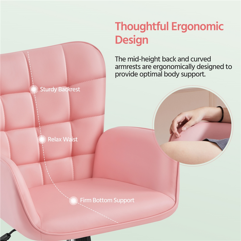 Yaheetech Modern Mid-back Office Faux Leather Desk Chair
