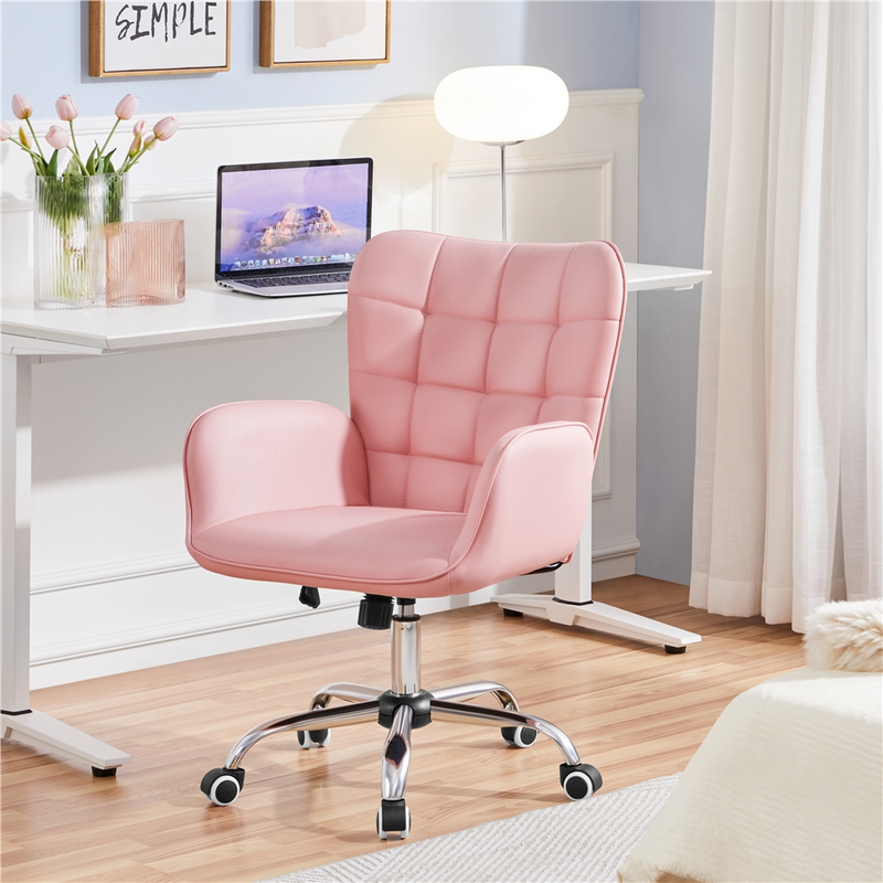 Yaheetech Modern Mid-back Office Faux Leather Desk Chair