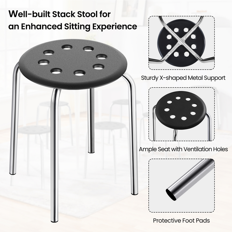 Yaheetech Padded Round Stacking Stool Set