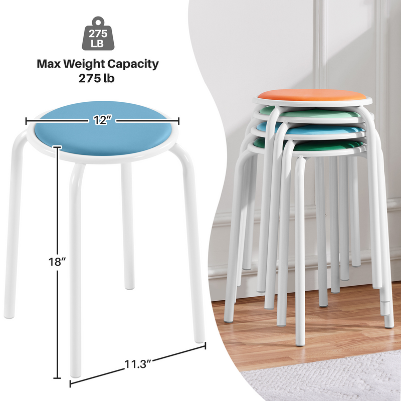 Yaheetech 18″ H Faux Leather Padded Stacking Stools