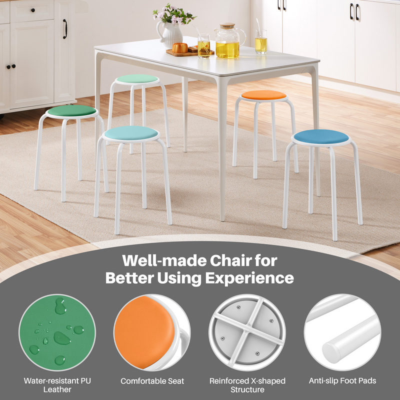 Yaheetech 18″ H Faux Leather Padded Stacking Stools