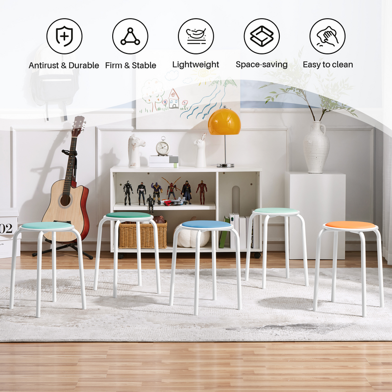Yaheetech 18″ H Faux Leather Padded Stacking Stools