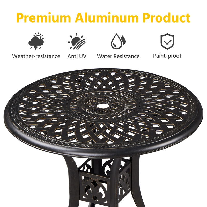 SOBERINE Round Cast Aluminum Patio Bistro Table