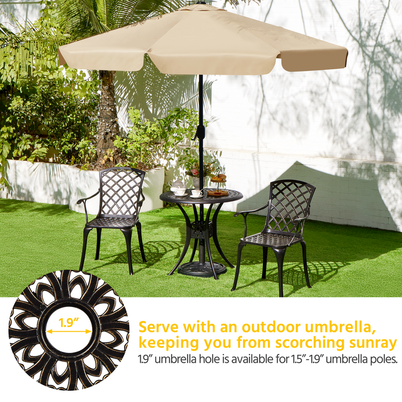 Yaheetech 31in Round Cast Aluminum Patio Bistro Table