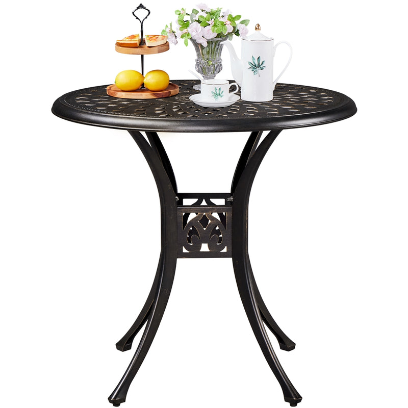 SOBERINE Round Cast Aluminum Patio Bistro Table