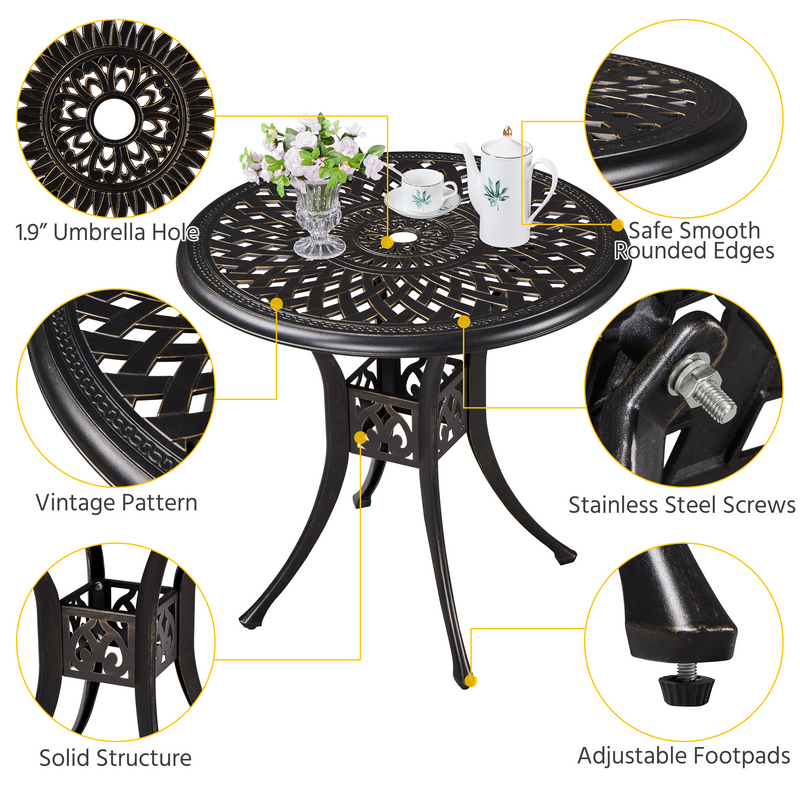 Yaheetech 31in Round Cast Aluminum Patio Bistro Table
