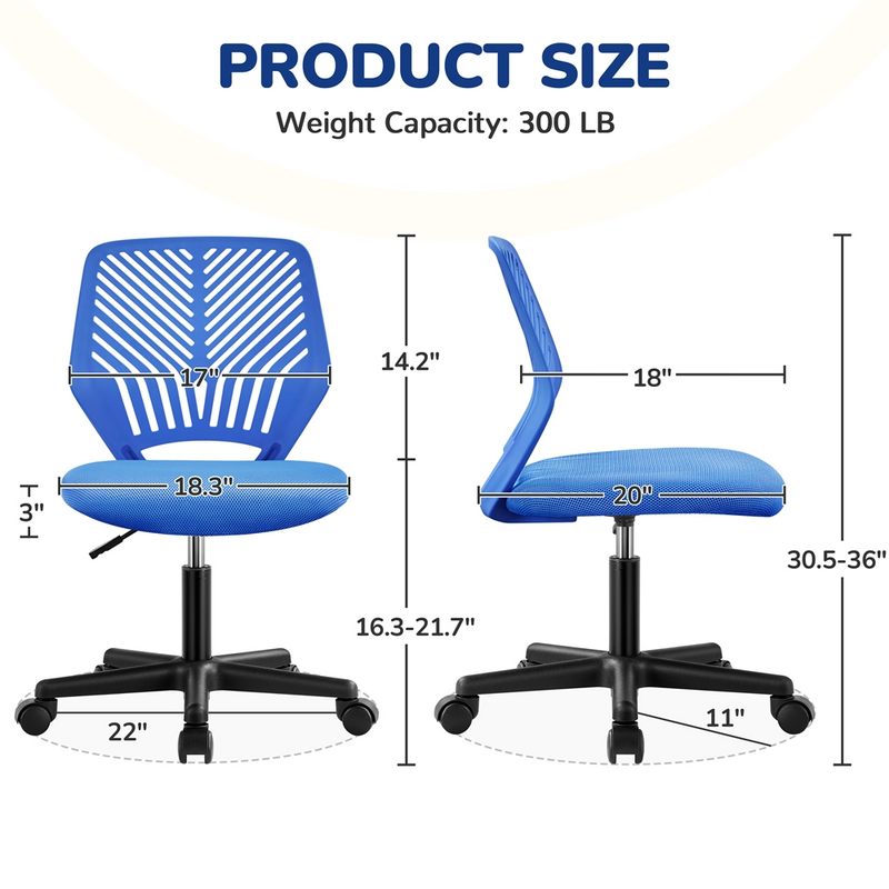 Yaheetech Adjustable Office Chair Armless Desk