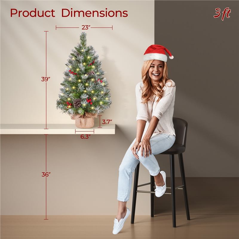 Yaheetech 2/3FT Pre-Lit Frosted Tabletop Christmas Trees