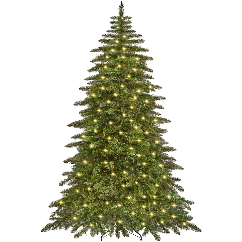 Pre-lit Christmas Fir Tree with Warm LED Lights & PVC Tips, Stand Included