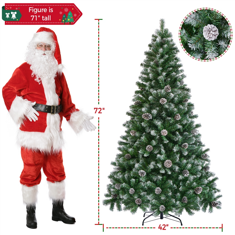 Yaheetech 6/7.5FT Pre-decorated Pinecones Frosted Artificial Christmas Tree