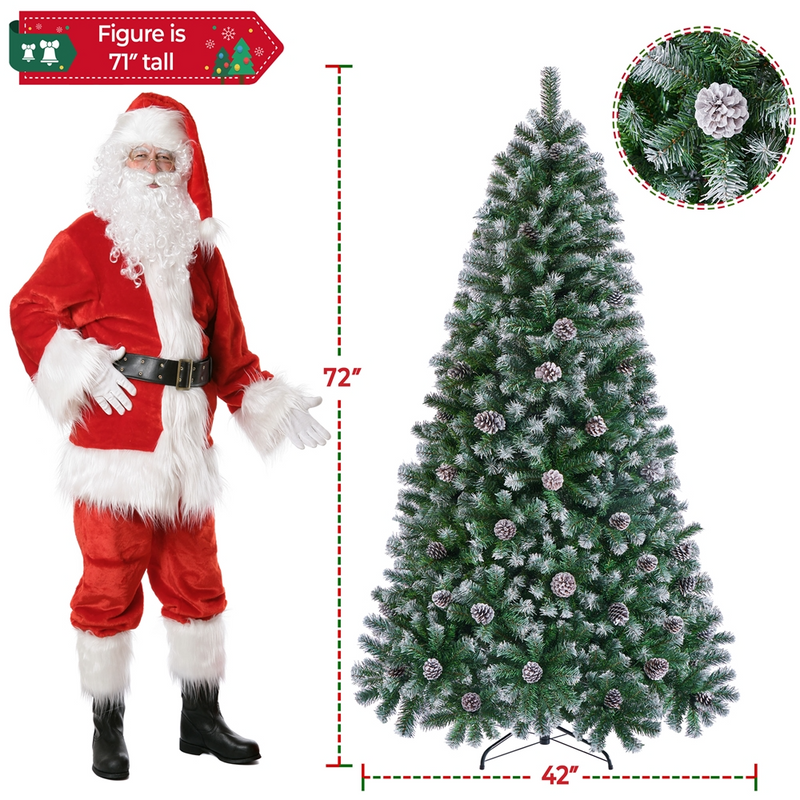 Yaheetech 4.5/6/7ft Pre-lit Frosted with Pinecones Artificial Christmas Tree