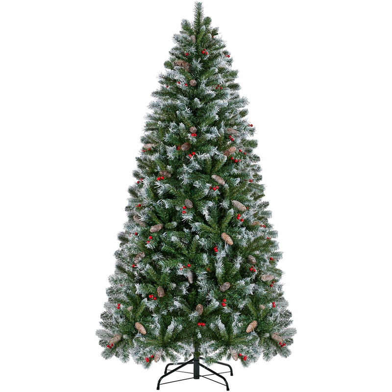 Yaheetech 6ft Pre-lit Decorated Frosted Artificial Christmas Tree
