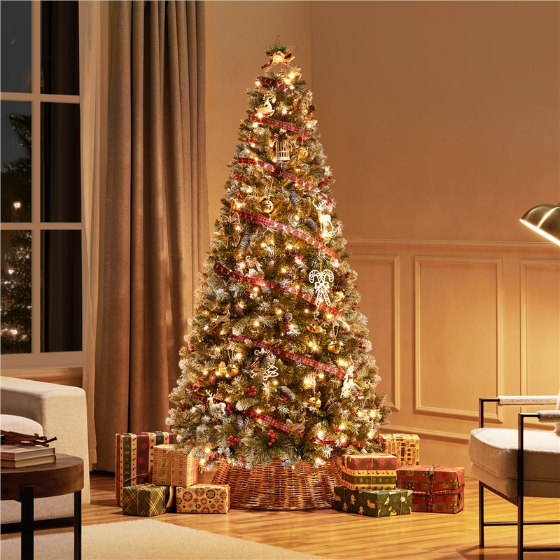 Yaheetech 6ft Pre-lit Decorated Frosted Artificial Christmas Tree
