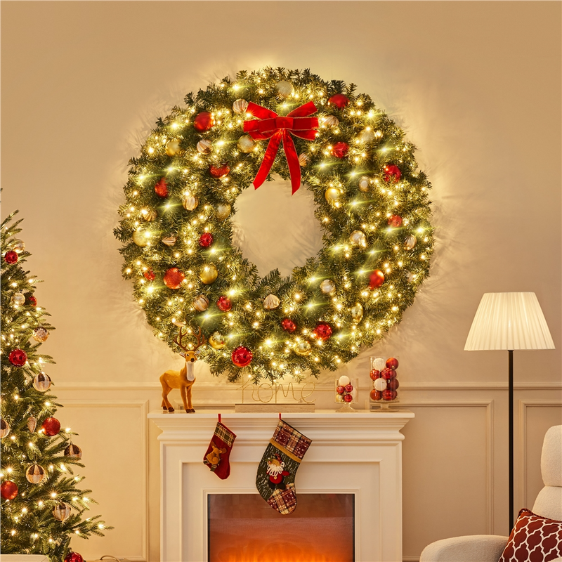 Yaheetech 60in  Pre-lit Artificial Christmas Wreath