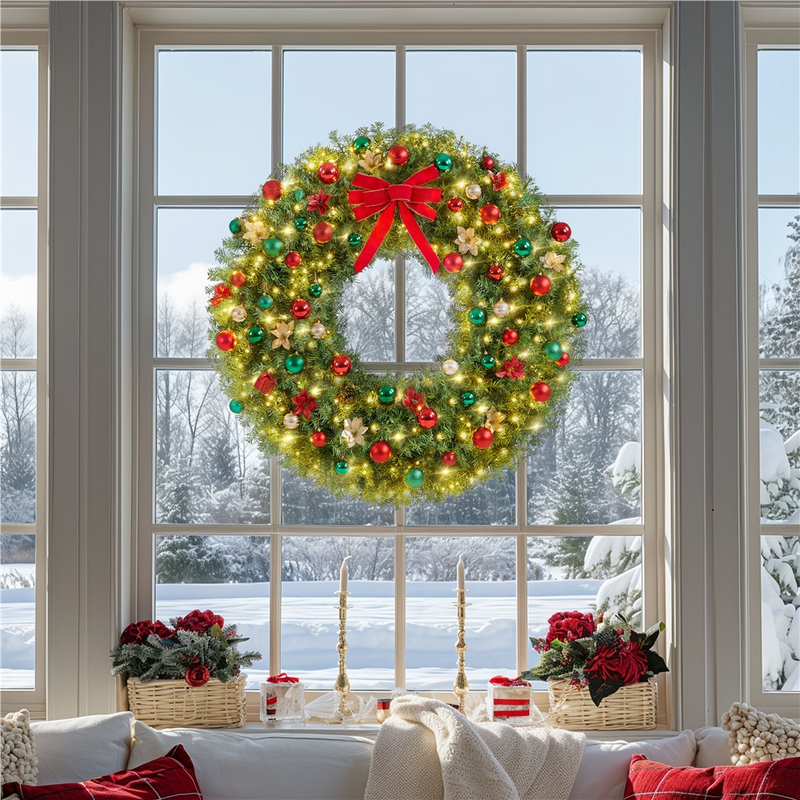 Yaheetech 60in  Pre-lit Artificial Christmas Wreath