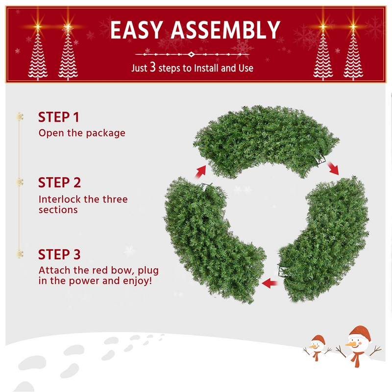 Yaheetech 60in  Pre-lit Artificial Christmas Wreath